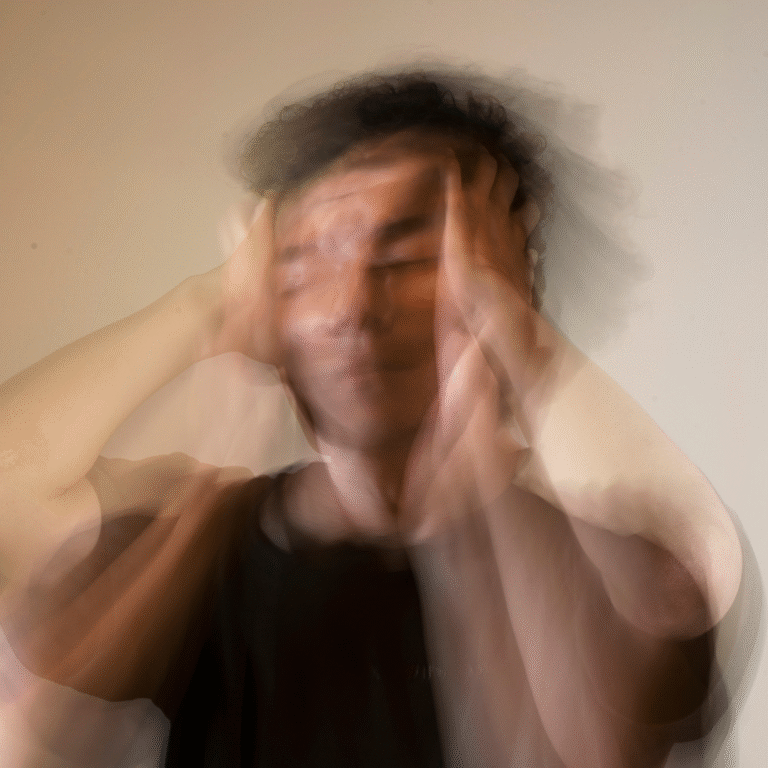 Hombre experimentando síntomas intensos de ansiedad