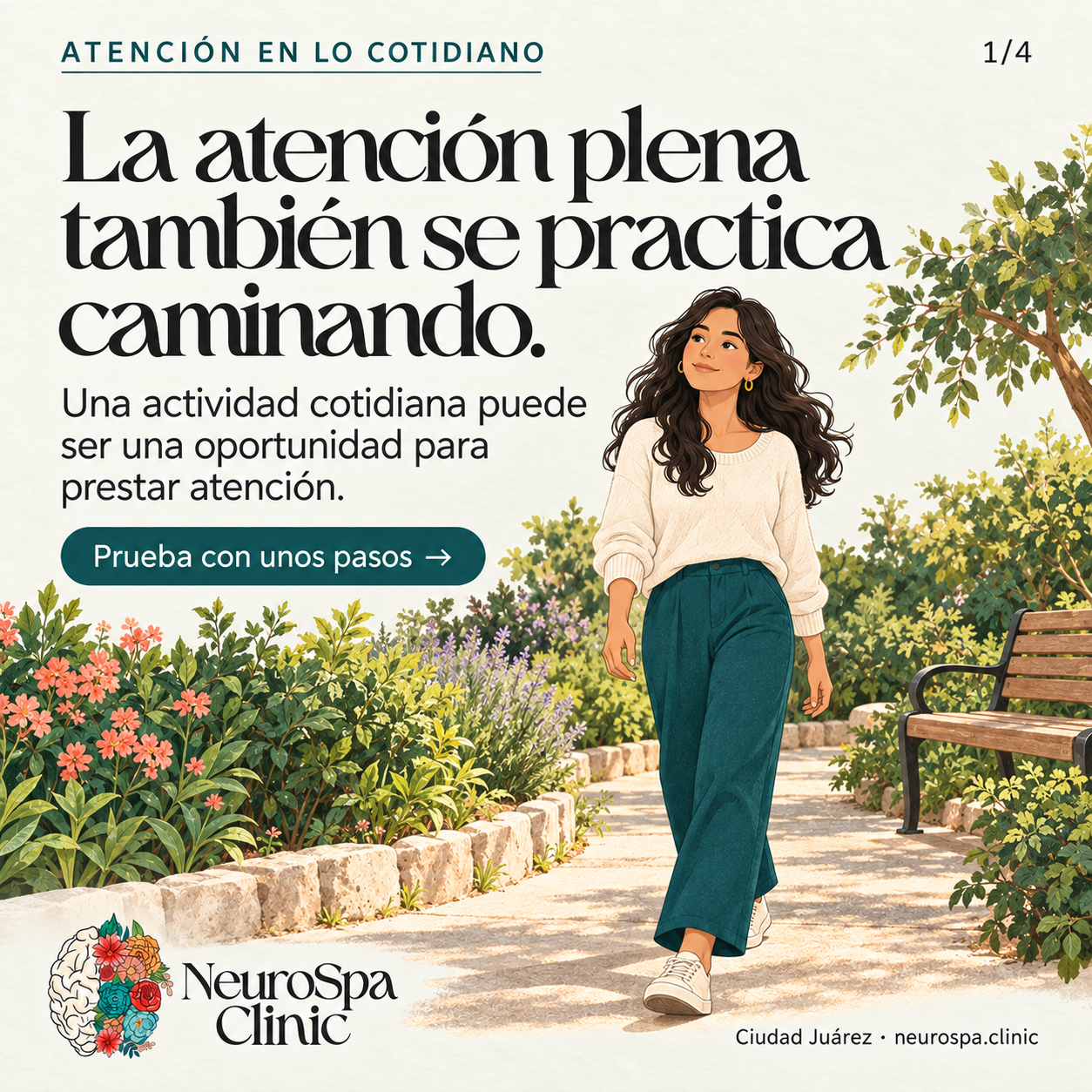 La atención plena también se practica caminando: empieza con unos pasos.