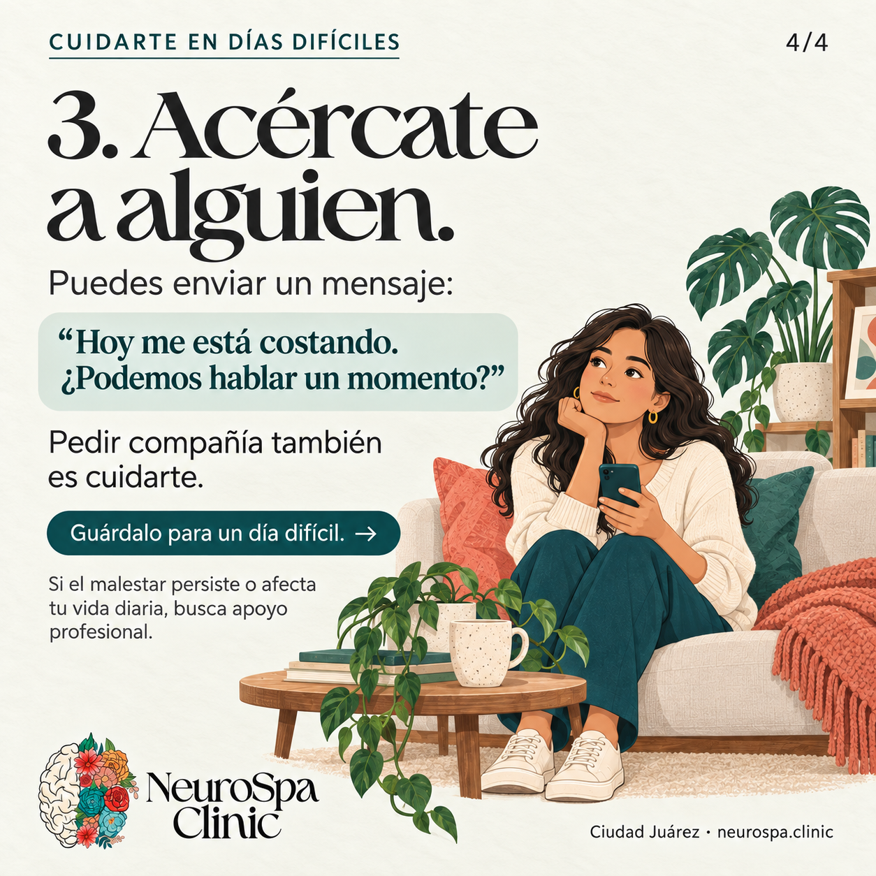 Pide compañía con un mensaje: hoy me está costando, ¿podemos hablar un momento?