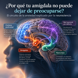 El cerebro de la preocupación: la amígdala, la corteza prefrontal y la red neuronal por defecto
